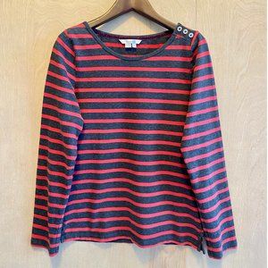 🆕 Boden Breton Charcoal Gray & Red Striped Shirt (Gently Used)